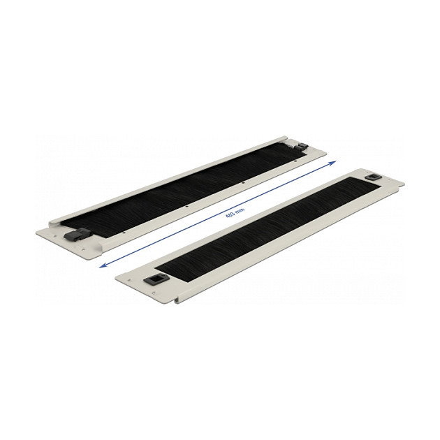 DeLOCK Delock Panel de Gestión de Cables con Cepillo 19 Pulgadas, Rack 2U, Instalación sin Herramientas, Color Negro/Gris, Material Metal y Nylon