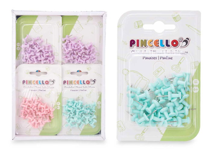 Pincello Chinchetas 35 Pzs Grande Surtidos Colores 8x13x2cm (Set de 48)