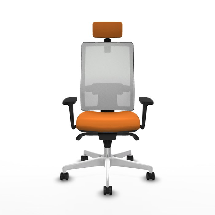 PIQUERAS Y CRESPO Silla de oficina Horna con mecanismo Sincro, Similpiel Naranja y Malla Blanco PIQUERAS Y CRESPO Silla de oficina Horna con mecanismo Sincro, Similpiel Naranja y Malla Blanco