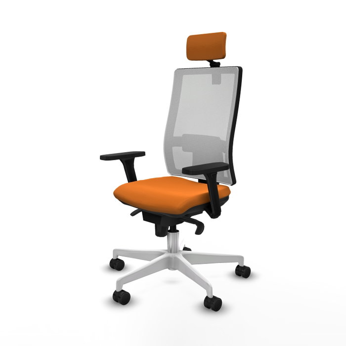 PIQUERAS Y CRESPO Silla de oficina Horna con mecanismo Sincro, Similpiel Naranja y Malla Blanco PIQUERAS Y CRESPO Silla de oficina Horna con mecanismo Sincro, Similpiel Naranja y Malla Blanco