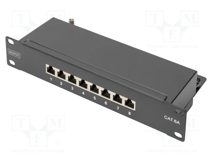 Digitus Patch Panel CAT 6A Clase E Blindado 8 Puertos RJ-45 Negro