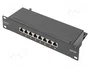 Digitus Patch Panel CAT 6A Clase E Blindado 8 Puertos RJ-45 Negro