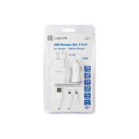 LogiLink Kit de carga USB-A, 2 puertos, 10.5 W / 10 W, Blanco