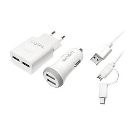 LogiLink Kit de carga USB-A, 2 puertos, 10.5 W / 10 W, Blanco
