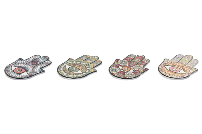DKD Home Decor Posavasos Mano Hamsa Multicolor