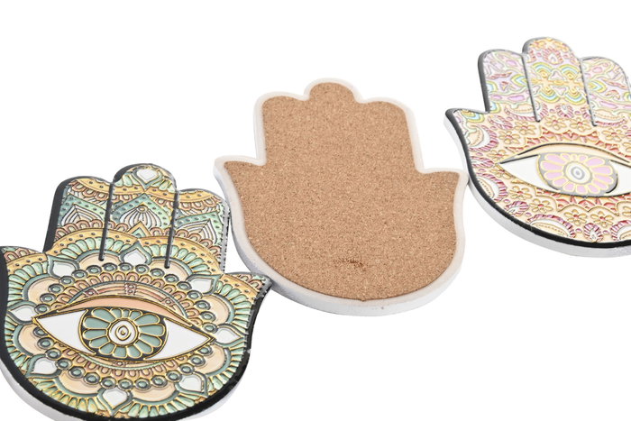 DKD Home Decor Posavasos Mano Hamsa Multicolor