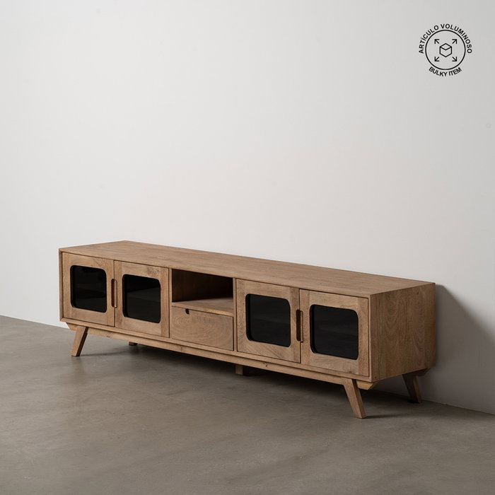 Mueble Tv Natural Madera de Mango Salón 180 X 40,50 X 48 cm