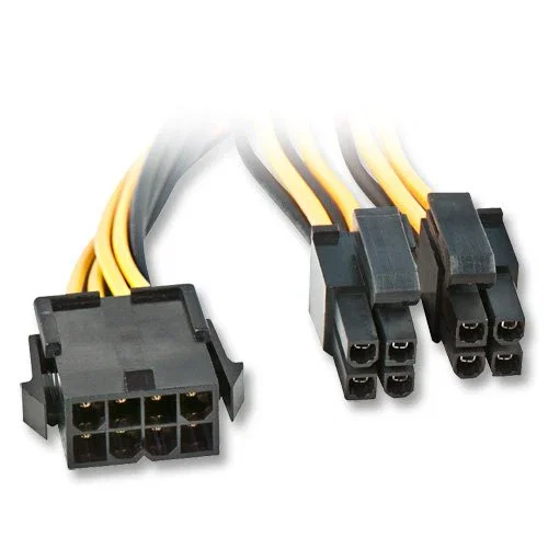 Lindy 33163 Cable de Alimentación Interna EPS 8-pin a EPS12V 8-pin(4+4), 0.4 m, Negro/Amarillo, Macho/Hembra