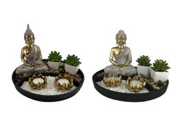 DKD Home Decor Figura de Resina Jardín Zen Surtida 26x26x18 cm