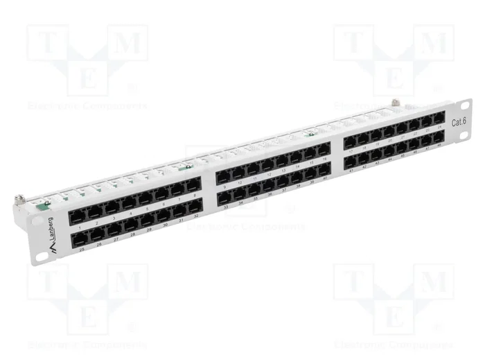Lanberg Panel de parches de 48 puertos 1U 19 pulg. categoría 6 UTP gris Lanberg Panel de parches de 48 puertos 1U 19 pulg. categoría 6 UTP gris