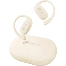 Leotec Auriculares Deportivos Bluetooth Open Air Zenith Sport Beige | Autonomía 6.5h | IPX5 | Estuche Carga