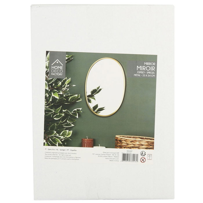 Home Deco Factory Espejo Ovalado Dorado Lounge 34x25 cm