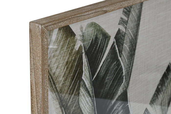 DKD Home Decor Cuadro Tropical Natural Beige 4 x 100 x 70 cm Abeto Cristal Palmera (2 Unidades)