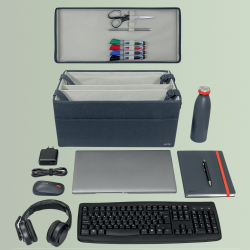 Leitz 67230089 Bolsa de Trabajo para Hot Desking de Tela con Tapa, Gris