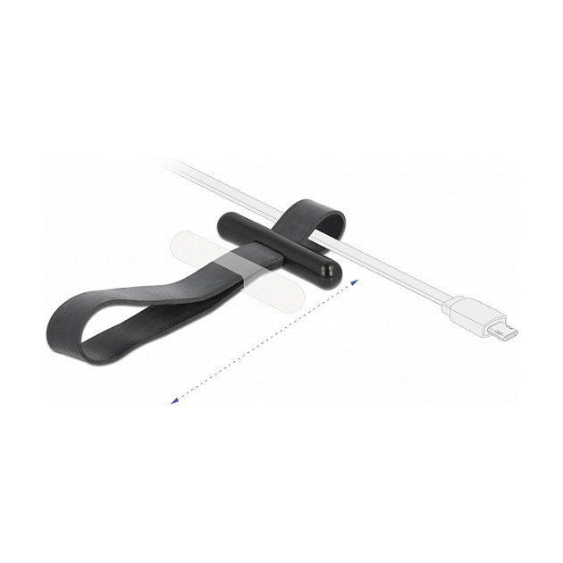 DeLOCK Sujetacable con lazo de goma negro