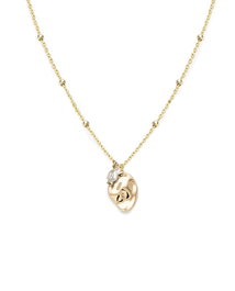 Rosefield TOC Necklace Pearl and waved Charm Gold Dorado