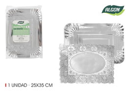 Algon Bandeja Plata Rectangular con Blonda 25 x 35 cm (30 Unidades)