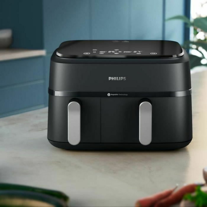 Philips AirFryer NA351/00 con doble cubeta y acero inoxidable
