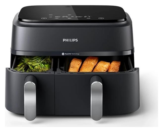 Philips AirFryer NA351/00 con doble cubeta y acero inoxidable