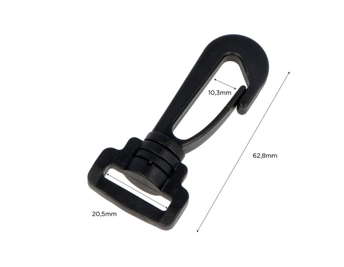 Innspiro Mosquetón Anilla Rectangular Plástico Negro 20,5 mm (5 unidades)