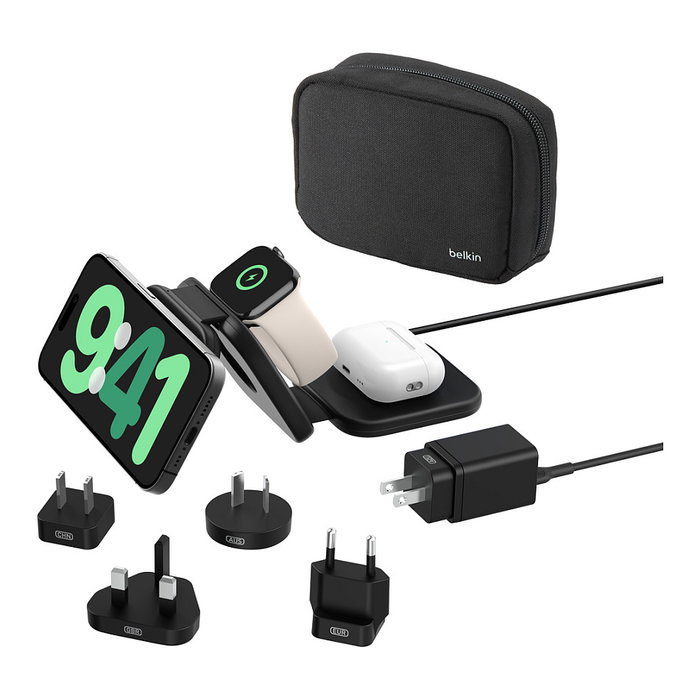 Belkin WIZ024HQBK Cargador Inalambrico 3 en 1 36W Magnetico para Viaje con Qi2 y MagSafe, Incluye Cable USB-C y Adaptador, Negro Belkin WIZ024HQBK Cargador Inalambrico 3 en 1 36W Magnetico para Viaje con Qi2 y MagSafe, Incluye Cable USB-C y Adaptador, Negro