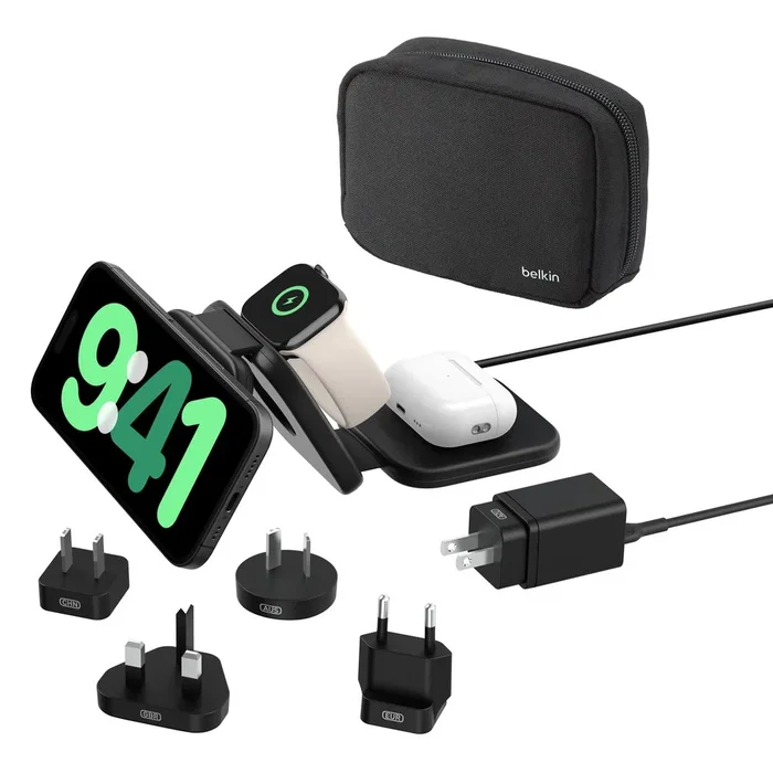 Belkin BoostCharge Pro 3 en 1, Cargador Magnético de Viaje con Qi2