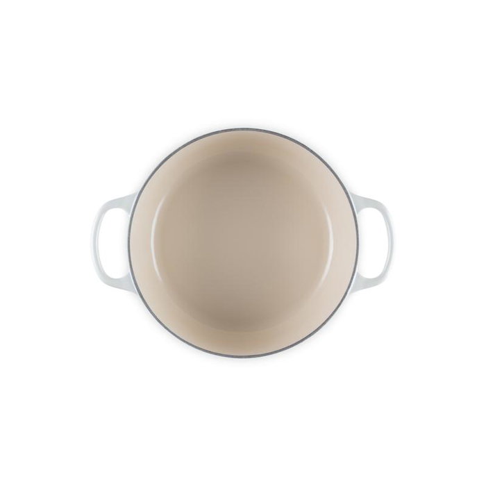 Le Creuset Signature Bräter rund 24 cm Meringue - Gusseisen Schmortopf für Schmorgerichte, Braten und Backen
