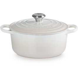 Le Creuset Bräter 24cm - Cacerola de hierro fundido esmaltado 4,2L, Blanco Meringue, para todo tipo de cocinas, 21177247164430