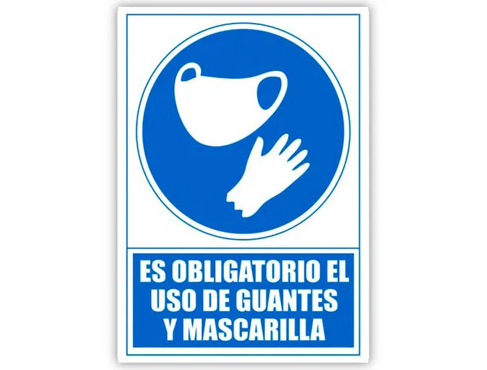 Archivo 2000 Señal Obligatorio Uso Guantes y Mascarilla PVC Azul 210x297 mm