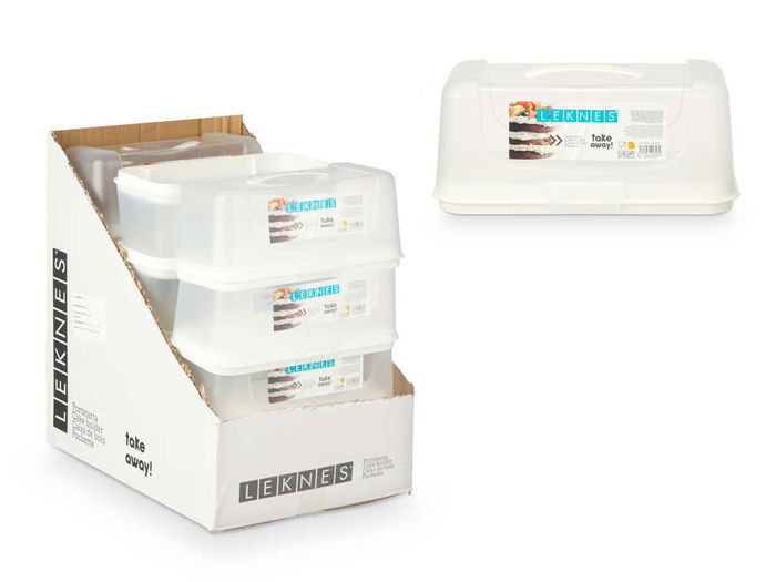 Leknes Portatarta Rectangular Blanco 34x15x18.9cm de Plástico (Set de 12)