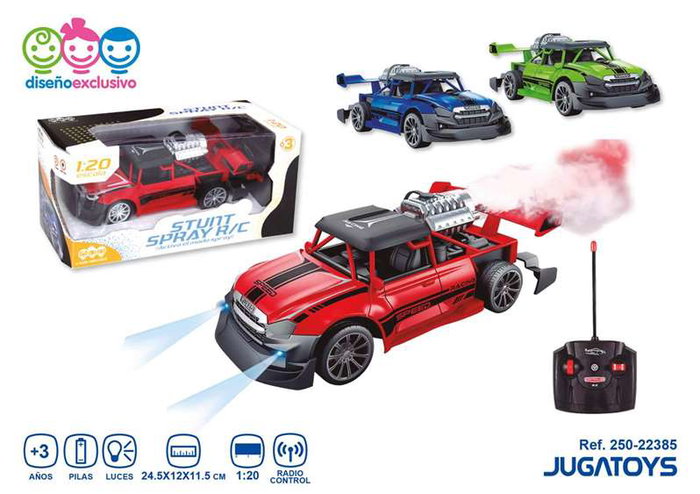 Coche radio control stunt spray escala 1:20, 24.5x12x11.5 cm, echa humo - modelos surtidos