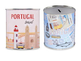 Pincello Hucha Metal 1K Portugal Surtidos 10 cm x 11 cm x 10 cm (Set de 12)