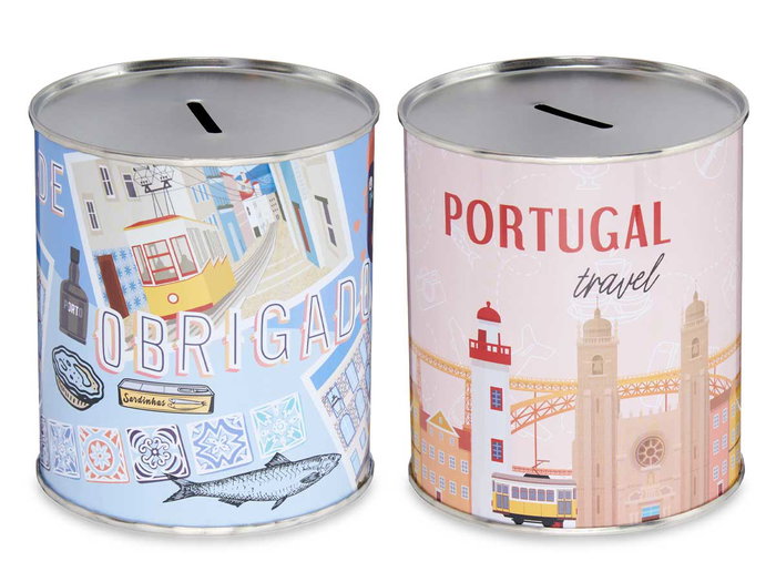 Pincello Hucha Metal 1K Portugal Surtidos 10 cm x 11 cm x 10 cm (Set de 12)