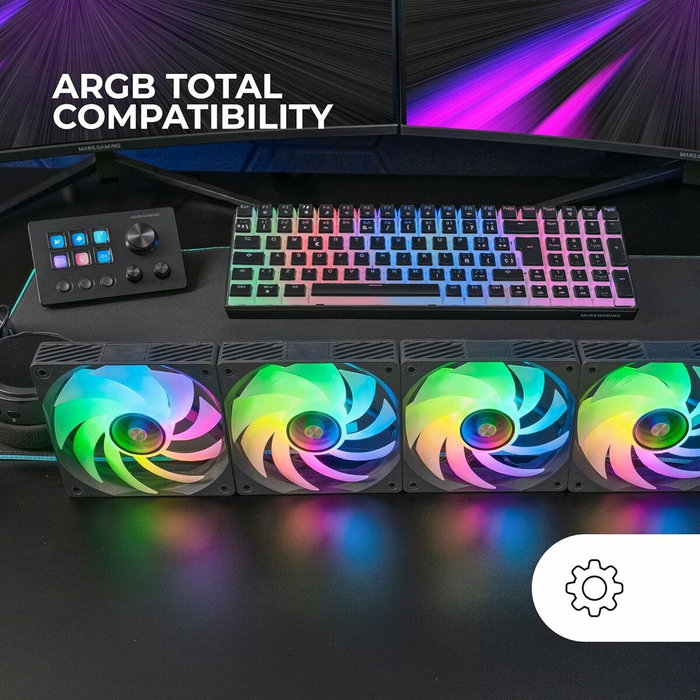 Mars Gaming MF-SI4KIT Kit de 4 Ventiladores ARGB Infinity Mirror Negro