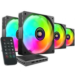 Mars Gaming MF-SI4KIT Pack 4 Ventiladores 12cm ARGB Infinity Mirror con HUB y Mando a Distancia