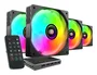 Mars Gaming Kit 4 Ventiladores PC ARGB MF-SI4KIT Infinity Mirror, 4x 120mm Ultrasilenciosos con Hub de Control para 10 Ventiladores y Mando a Distancia, Negro