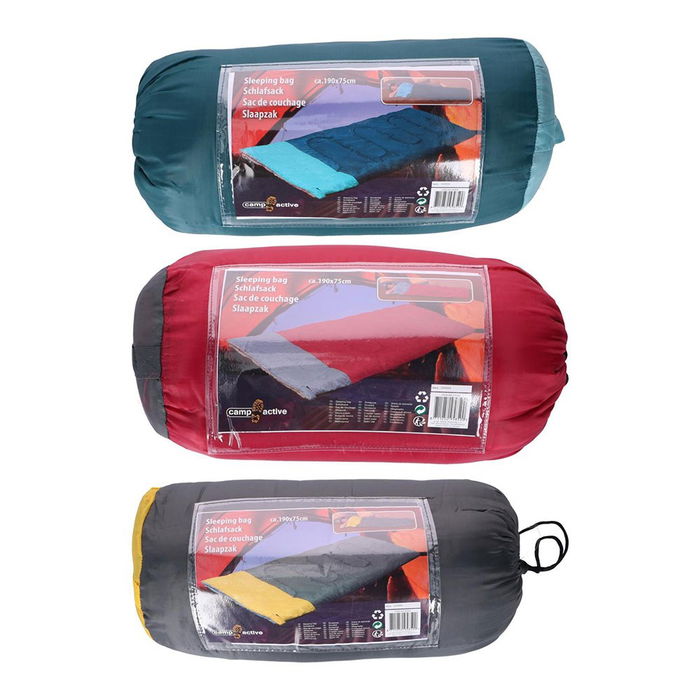 Camp Active Saco de dormir poliéster colores surtidos, 190 x 75 cm, confort 18°C / 25°C