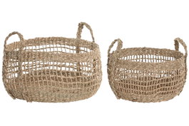 DKD Home Decor Set de 2 Cestas de Seagrass Natural 40x40x28 cm