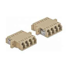 DeLOCK Acoplador de Fibra Óptica LC Quad hembra a LC Quad hembra Multimodo, 2 piezas, Beige