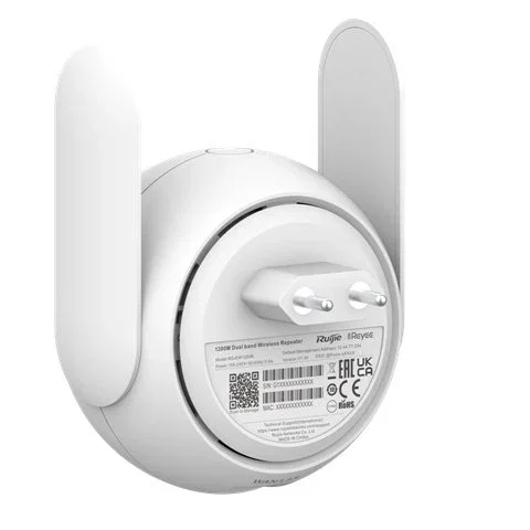 Ruijie Networks RG-EW1200R Extensor Wi-Fi Mesh Doble Banda 1200Mbps (802.11ac) con 2 Antenas Externas, Blanco