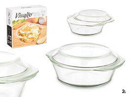 VIVALTO Cacerola Borosilicato Transparente 2L 26x10.5x23.2 cm (Set de 8)