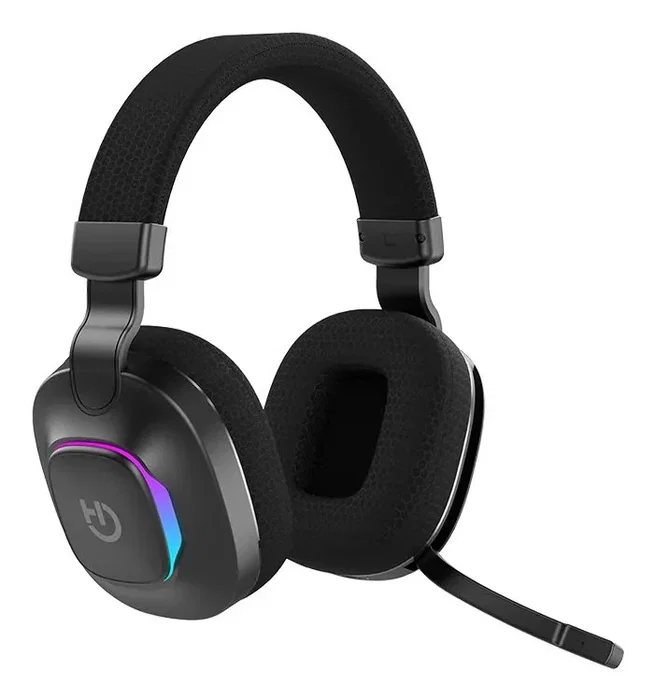 Hiditec VORTEX Auriculares Gaming Diadema Negro ARGB Inalámbricos/Alámbricos Bluetooth 5.4 Baja Latencia, Micrófono Plegable, 20h Batería, USB-C, Compatibles con PC/PS5/Switch/Xbox