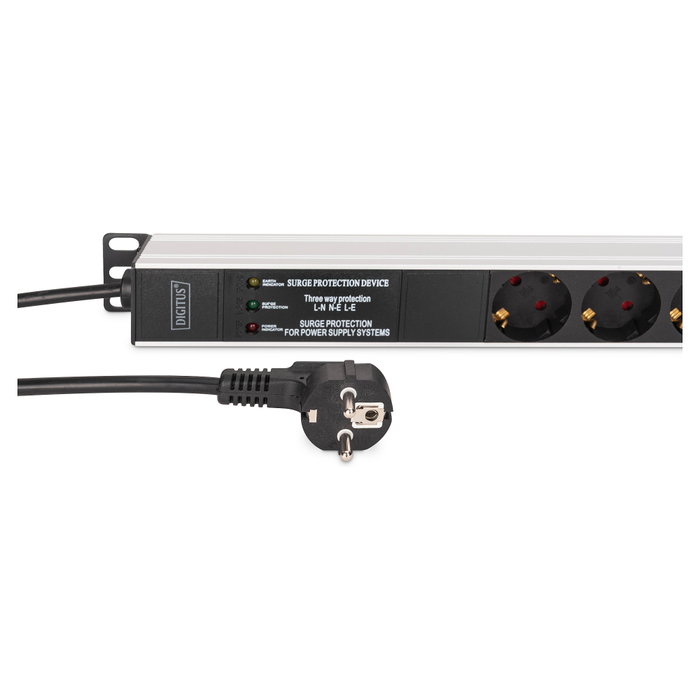 Digitus DN-95438 PDU de 9 salidas para rack de 19 pulgadas, 1U, negro/plata, 2 m