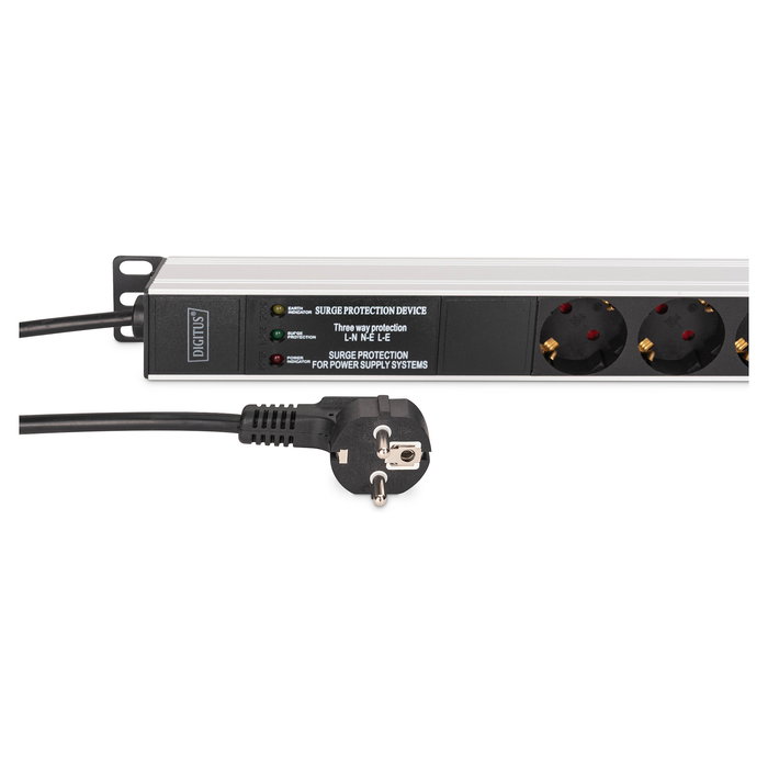 Digitus DN-95438 Regleta de Enchufes 9 Tomas 19" Aluminio Negro Plata 2m Digitus DN-95438 Regleta de Enchufes 9 Tomas 19" Aluminio Negro Plata 2m