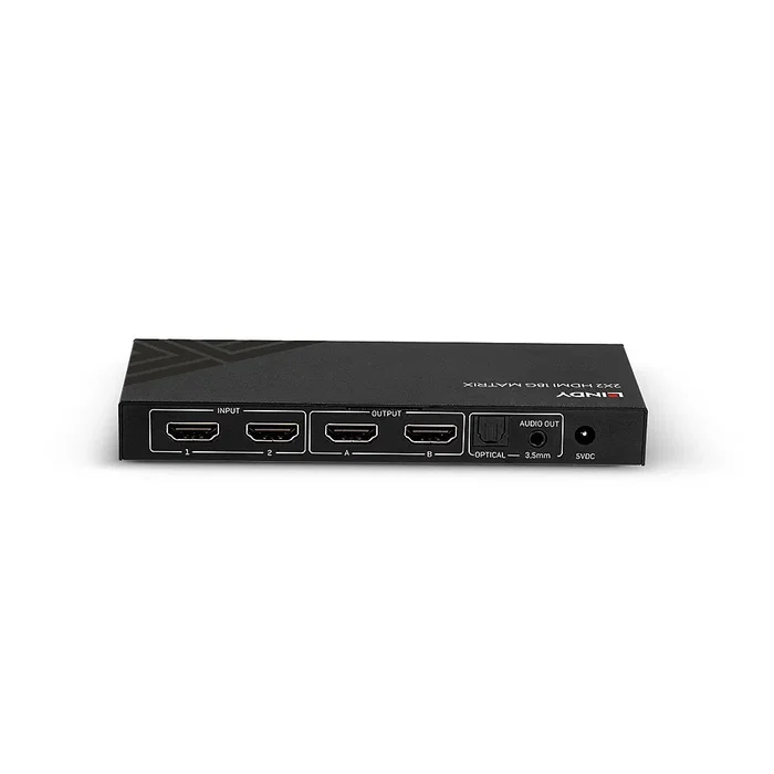 Lindy 38302 Matriz de Conmutación AV HDMI 2x2 18G, 4K 60Hz, HDCP 2.2, Conector Toslink, Color Negro Lindy 38302 Matriz de Conmutación AV HDMI 2x2 18G, 4K 60Hz, HDCP 2.2, Conector Toslink, Color Negro