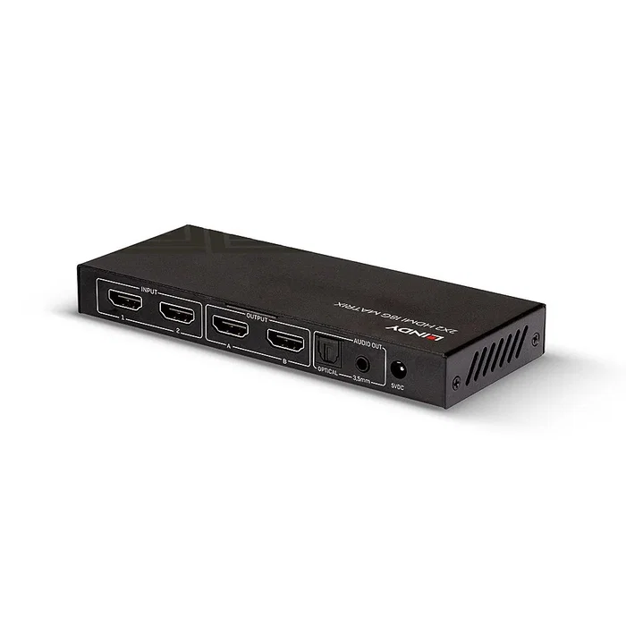 Lindy 38302 Matriz de Conmutación AV HDMI 2x2 18G, 4K 60Hz, HDCP 2.2, Conector Toslink, Color Negro Lindy 38302 Matriz de Conmutación AV HDMI 2x2 18G, 4K 60Hz, HDCP 2.2, Conector Toslink, Color Negro