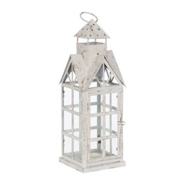 Ixia Farol Portavelas Blanco Metal 15 x 15 x 45 cm