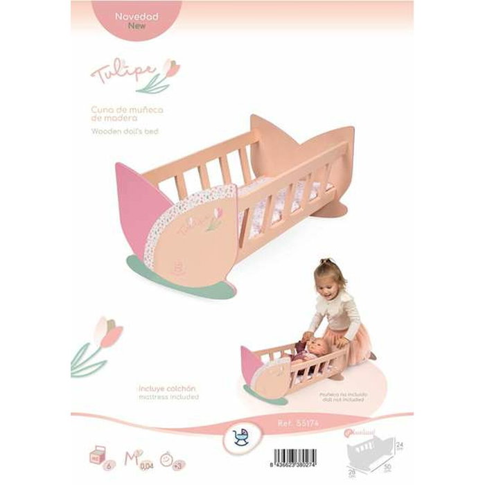 Decuevas Cuna de madera Tulipe para muñecas