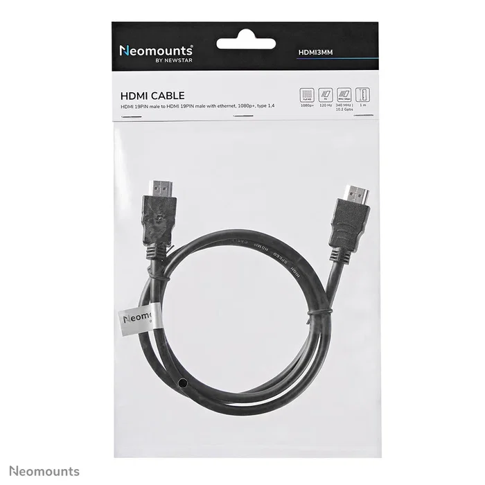 Neomounts Cable HDMI HDMI3MM 1 metro, Versión 1.3/1.4, 10.2 Gbps, 1080p/1440p, Negro, Conectores Tipo A Macho Estándar