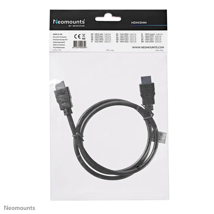 Neomounts Cable HDMI HDMI3MM 1 metro, Versión 1.3/1.4, 10.2 Gbps, 1080p/1440p, Negro, Conectores Tipo A Macho Estándar